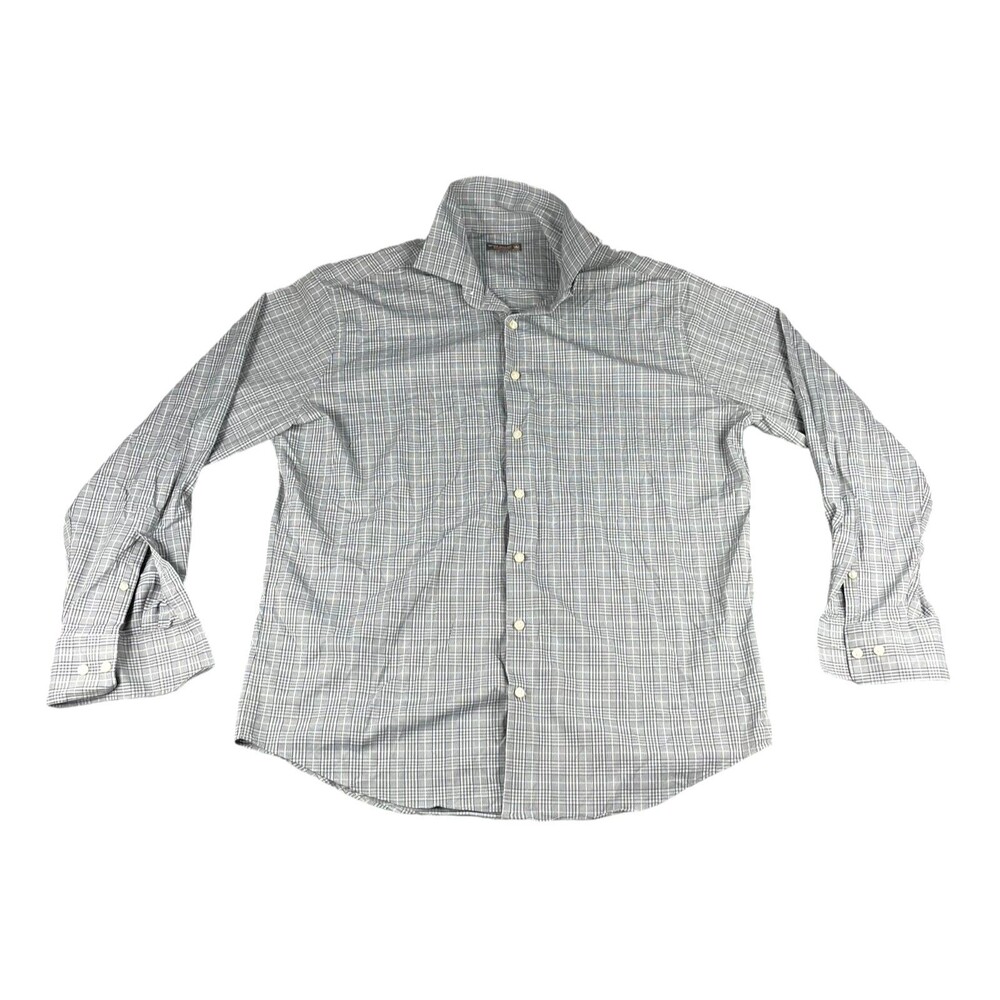 Peter Millar Shirt Mens Extra Large Gray Long Sleeve Preppy Plaid Summer Comfort